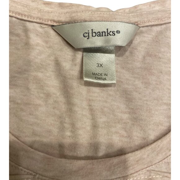 CJ Banks Soft 3/4 Sleeve Tunic Light Pink w/ Silver Dot Lines Women's Size 3X - Picture 3 of 6